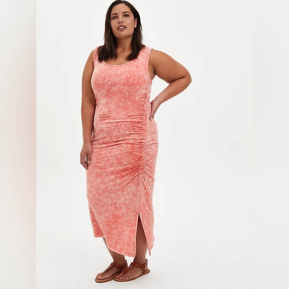 TORRID BODYCON MIDI DRESS - SUPER SOFT CORAL WASH SIZE 2X